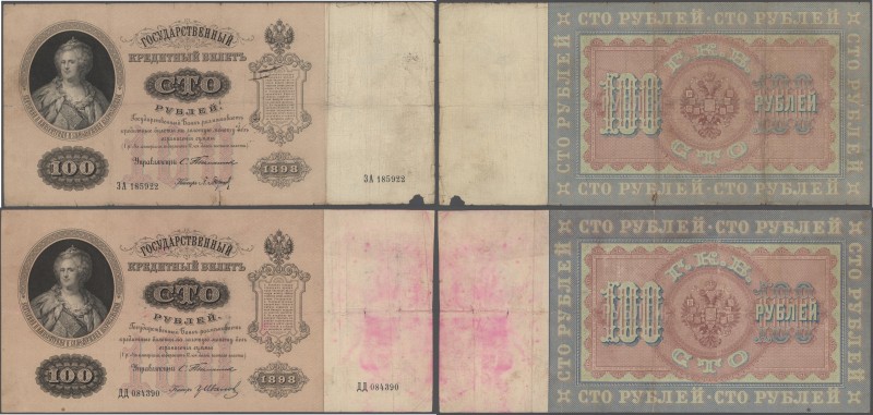 Russia: Very nice lot with 14 banknotes 100 Rubles 1898, P.5b with signatures: T...