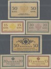 Russia: Rare set with 3 banknotes of the ND (1915) Treasury Small Change Notes with 15, 20 and 50 Kopeks, P.29-31, all in XF/XF+ condition. Very nice ...