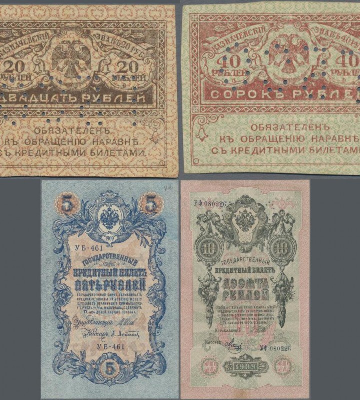 Russia: North Russia - Chaikovskiy Government, set with 14 banknotes all perfora...