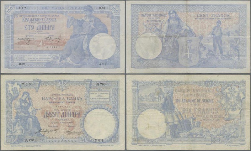 Serbia: Chartered National Bank of the Kingdom of Serbia pair with 10 Dinara 189...