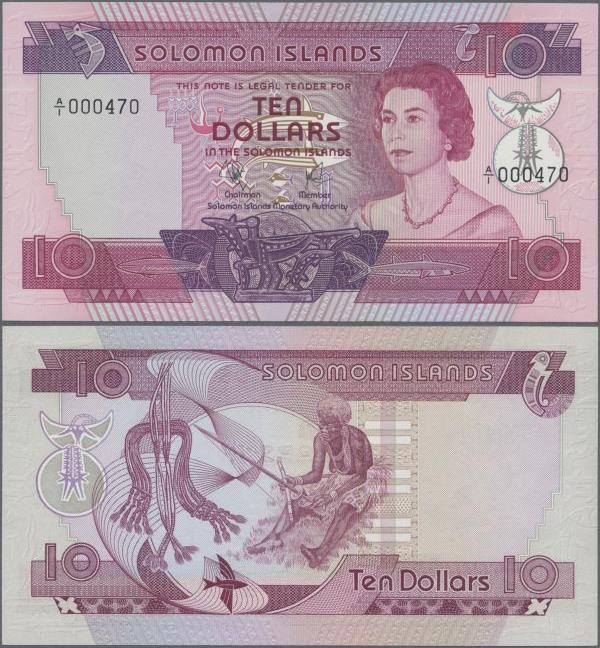 Solomon Islands: Solomon Islands Monetary Authority 10 Dollars ND(1977), P.7a wi...