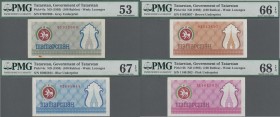 Tatarstan: Set with 4 x 100 Rubles ND(1993) of the first currency issue, P.6a,b,c,d, in uncirculated condition except the gray 100 with stain at lower...