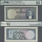 Turkey: 5 Lira L.1930 (1965) ”Atatürk” - 5th Issue, serial number H34 245946, P.174a, excellent condition and PMG graded 63 Choice Uncirculated.
 [di...