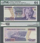 Turkey: 500.000 Lira L. 1970 (1993) ”Atatürk” - 7th Issue with serial number E01 000301, P.208c, PMG graded 64 Choice Uncirculated.
 [differenzbesteu...