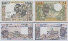 West African States: Set with 3 banknotes comprising 1000 Francs ND letter ”K” = SENEGAL P.703Km (aUNC/UNC), 5000 Francs 1981 letter ”A” = IVORY COAST...