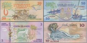 Cook Islands: Very nice lot with 205 banknotes comprising 109x 3 Dollars P.3 (UNC), 10x 10 Dollars P.4 (UNC), 57x 3 Dollars P.7 (UNC), 8x 10 Dollars P...