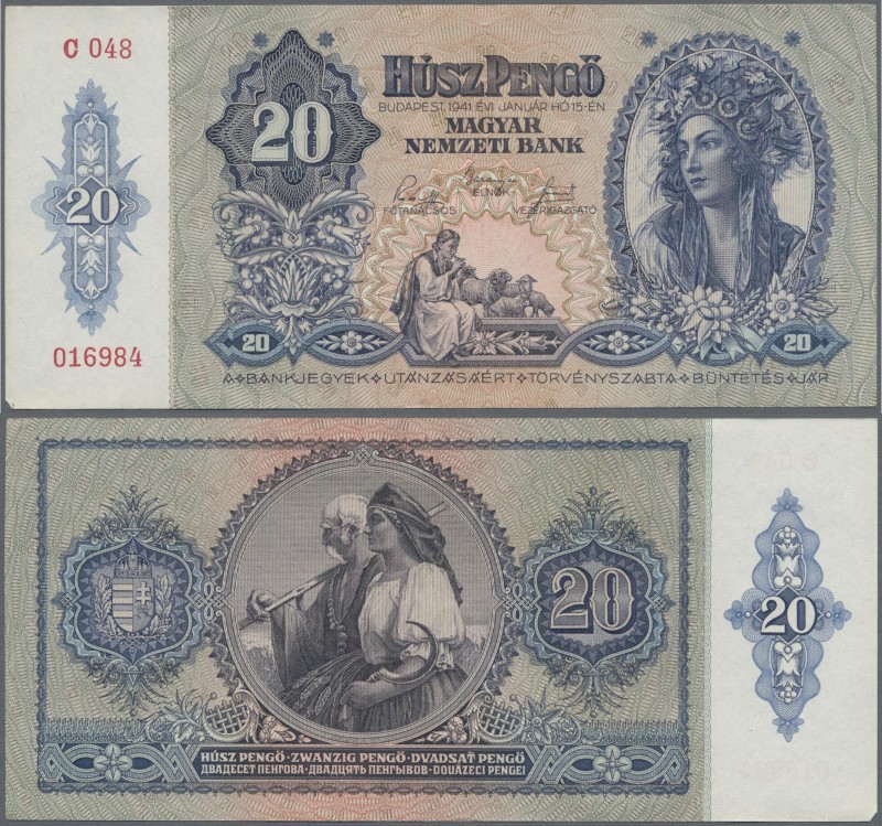 Hungary: Bundle of 100 banknotes 20 Pengö 1941, P.109 in aUNC/UNC condition. (10...
