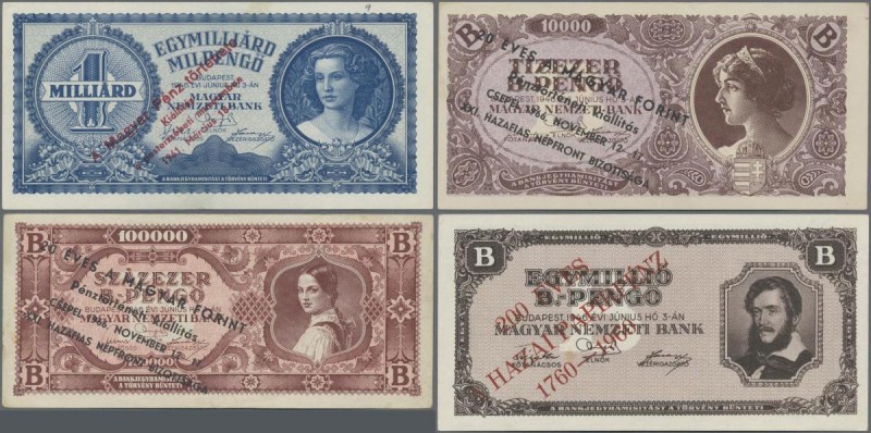 Hungary: Huge lot with 47 banknotes of the Post WW II inflation period 1945/46, ...