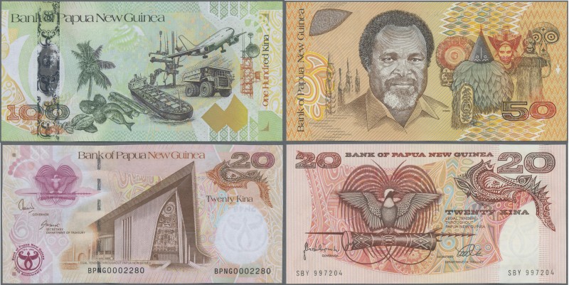Papua New Guinea: Huge lot with 1225 banknotes comprising 100x 2 Kina P.1, 100x ...