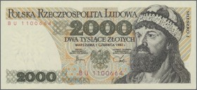 Poland: 9 bundles from original brick with bank wrap of the 2000 Zlotych 1982, P.147c in UNC condition. (900 banknotes)
 [differenzbesteuert]