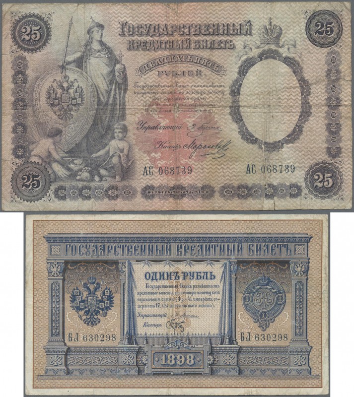 Russia: Collectors album with 7 different varieties of the 1 Ruble 1898 P.1a wit...