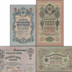 Russia: Album with 88 banknotes 1, 3, 5, 10, 25, 50, 100 and 500 Rubles 1898, 1905, 1909, 1910, 1912 and 1898 (1915), P.1d, 8d, 9c, 10b, 11c, 12b, 13b...