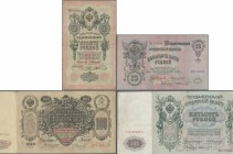 Russia: Album with 62 banknotes 10, 25, 100 and 500 Rubles 1909, 1910 and 1912, P.11b, 12a, 13a, 14a, all with signature KONSHIN for the State Bank Pr...