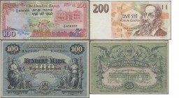 Alle Welt: Huge lot with 177 banknotes from all over the world, comprising for example Hungary 1000 Forint 1992, Slovakia 500 Korun 1993, Germany – Ba...