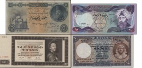 Alle Welt: Huge collectors album with 183 banknotes Egypt, Iraq and some world notes, comprising for example Egypt 5 Pounds 1951 (F-), 200 Pounds 2007...
