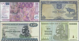 Africa: Collectors book with 134 Banknotes and 8 promotional notes from Zambia, Zimbabwe and 8 promotional notes with many complete series, comprising...