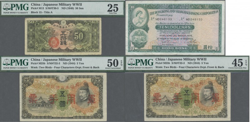 Asia: Nice lot with 17 banknotes Asia comprising for CHINA 50 Sen ND(1940) P.M13...