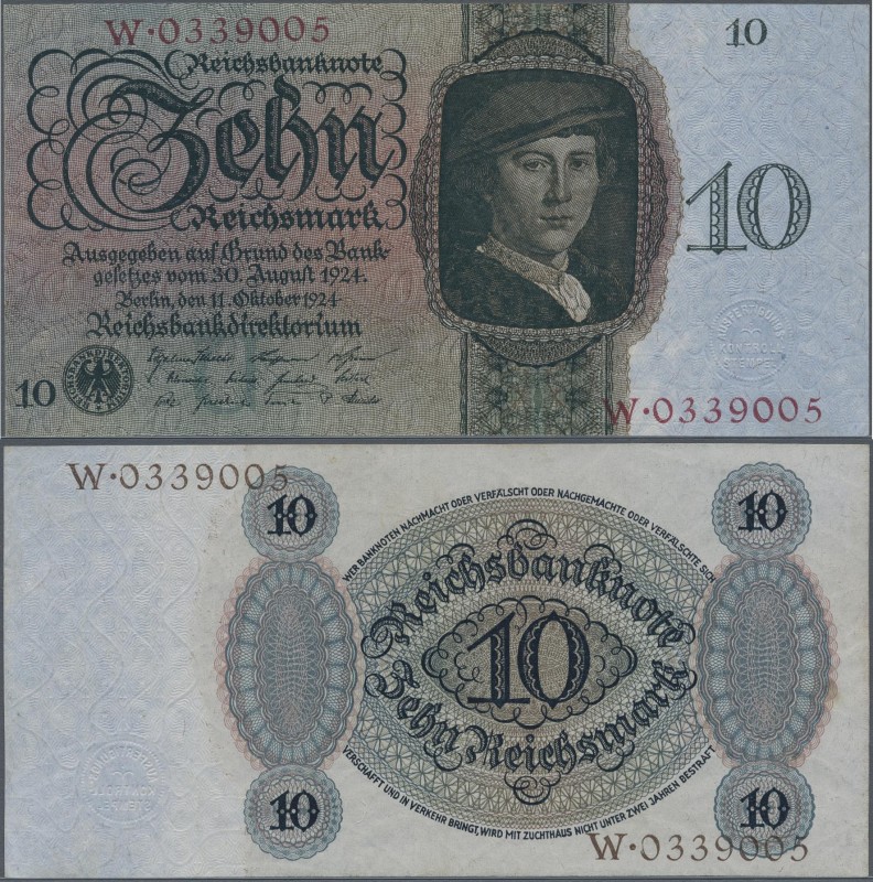 Deutschland - Deutsches Reich bis 1945: 10 Reichsmark 1924, Ro.168a, Udr. U, Ser...