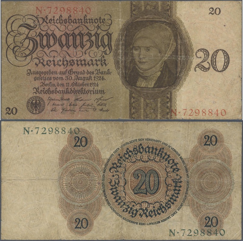 Deutschland - Deutsches Reich bis 1945: 20 Reichsmark 1924, Udr. W, Serie N, Ro....