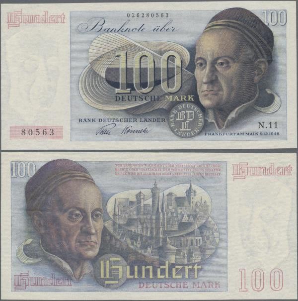 Deutschland - Bank Deutscher Länder + Bundesrepublik Deutschland: 100 DM 1948, R...