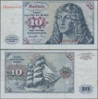 Deutschland - Bank Deutscher Länder + Bundesrepublik Deutschland: 10 DM 1977, Ro.275a Fehldruck, Druckbild der Vorder- Rückseite sind an den oberen Ra...