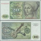 Deutschland - Bank Deutscher Länder + Bundesrepublik Deutschland: 20 DM 1980 Ersatznote mit KN ZE0407059C, Ro.287b, schöne saubere Umlauferhaltung mit...