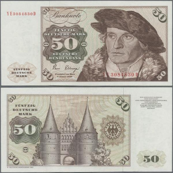 Deutschland - Bank Deutscher Länder + Bundesrepublik Deutschland: 50 DM 1980 Ers...