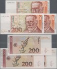 Deutschland - Bank Deutscher Länder + Bundesrepublik Deutschland: Kleines Lot mit 3 Banknoten zu 200 DM 1989, jeweils die Ersatznote mit Serie YA/D, R...