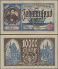 Deutschland - Nebengebiete Deutsches Reich: Stadtgemeinde Danzig 10.000 Mark 1923, Ro.799 in perfekt kassenfrischer Erhaltung: UNC ÷ Senate of the Mun...
