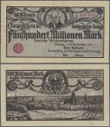 Deutschland - Nebengebiete Deutsches Reich: Stadtgemeinde Danzig 500 Millionen Mark 1923, Ro.808b in perfekt kassenfrischer Erhaltung: UNC. ÷ Senate o...