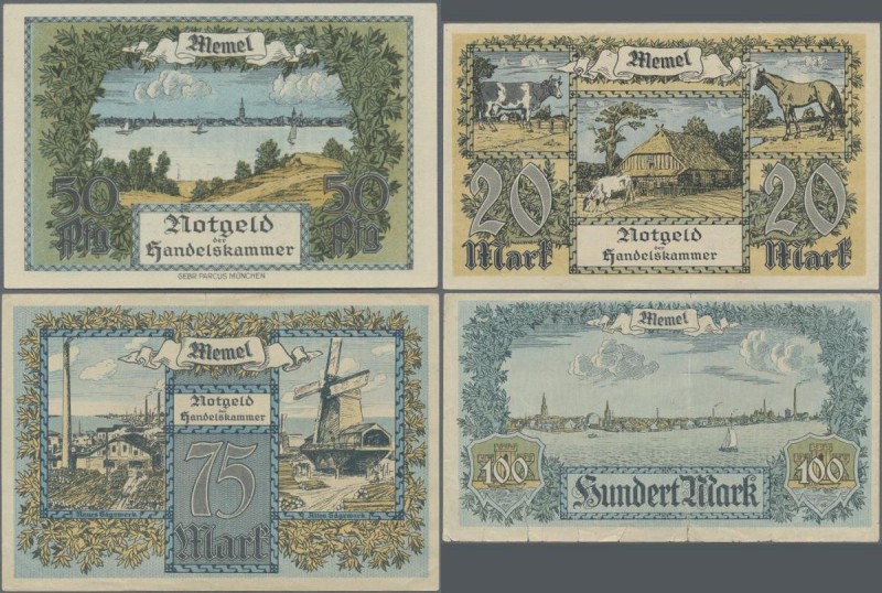 Deutschland - Nebengebiete Deutsches Reich: Memel, großes Lot mit 13 Banknoten, ...