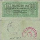 Deutschland - Konzentrations- und Kriegsgefangenenlager: 10 Reichspfennig Wehrmacht mit rückseitigem Stempel ”Wehrmachtsintendant beim Bfh. Griechenla...