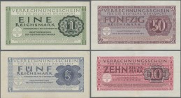 Deutschland - Konzentrations- und Kriegsgefangenenlager: Lot mit 6 Banknoten der Verrechnungsscheine der Wehrmacht, Ausgabe 1944, dabei 3x 1 Reichsmar...