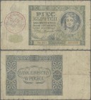 Deutschland - Konzentrations- und Kriegsgefangenenlager: Generalgouvernement Polen, WW II, Lot mit 10 Banknoten zu 5 Zlotych 1941mit Rundstempel der P...
