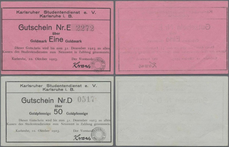 Deutschland - Notgeld - Baden: Karlsruhe, Karlsruher Studentendienst, 50 GPf., 1...