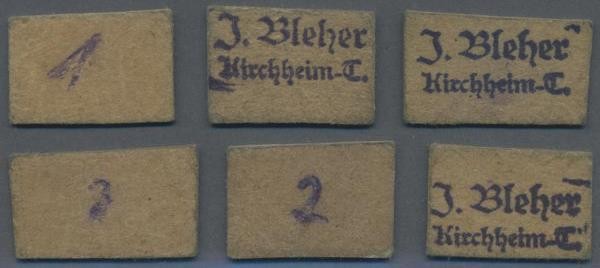 Deutschland - Notgeld - Württemberg: Kirchheim / Teck, J. Bleher, 1, 2, 3 (Pf.),...