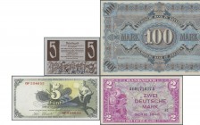 Deutschland - Sonstige: SAFE-Album mit 57 Banknoten Bundesrepublik und DDR, dabei enthalten Land Baden 1947 2x 5 und 2x 10 Pfennig Ro.208a,b, 209d (aU...