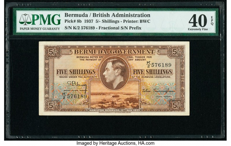 Bermuda Bermuda Government 5 Shillings 12.5.1937 Pick 8b PMG Extremely Fine 40 E...