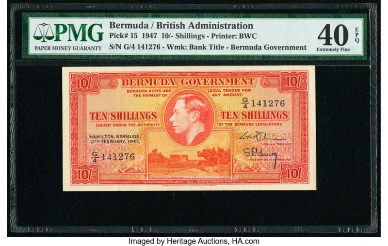 Bermuda Bermuda Government 10 Shillings 17.2.1947 Pick 15 PMG Extremely Fine 40 ...