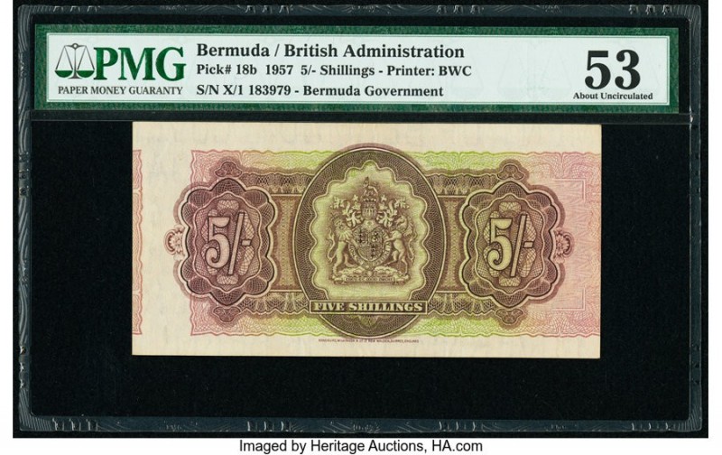Misalignment Error Bermuda Bermuda Government 5 Shillings 1957 Pick 18b PMG Abou...