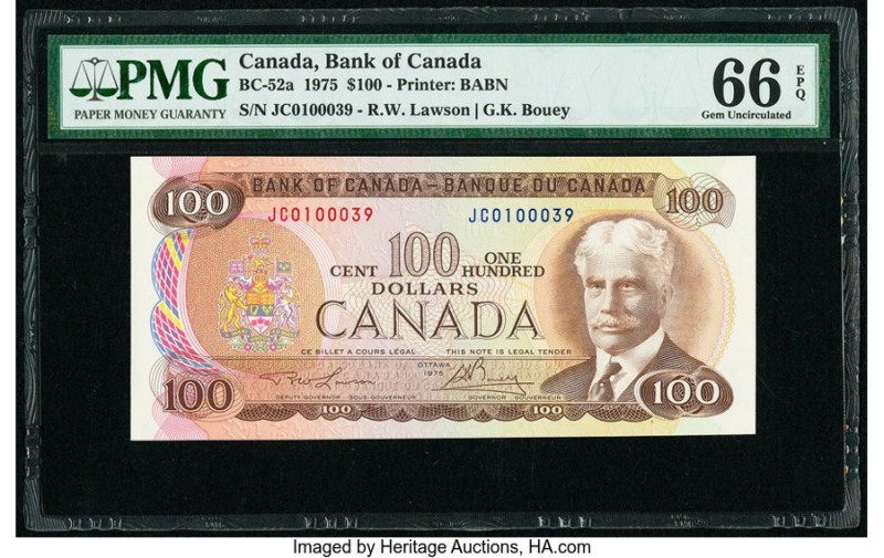 Canada Bank of Canada $100 1975 Pick 91a BC-52a PMG Gem Uncirculated 66 EPQ. 

H...