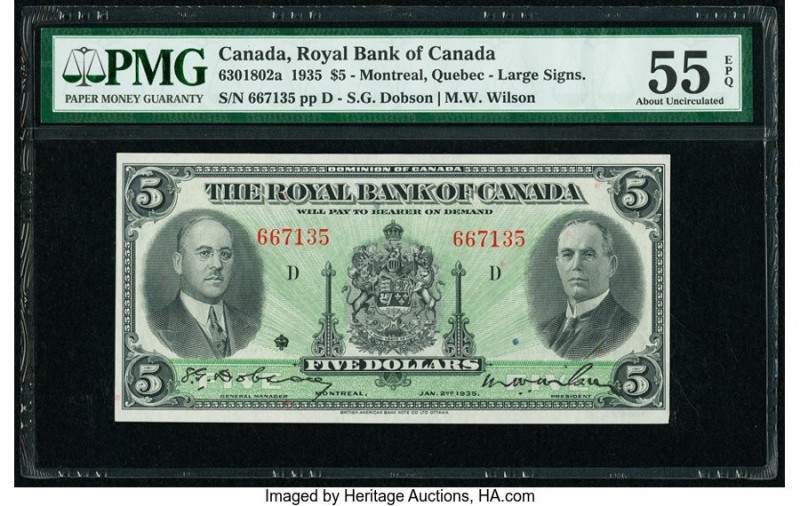Canada Montreal, PQ- Royal Bank of Canada $5 2.1.1935 Pick S1391 Ch.# 630-18-02a...