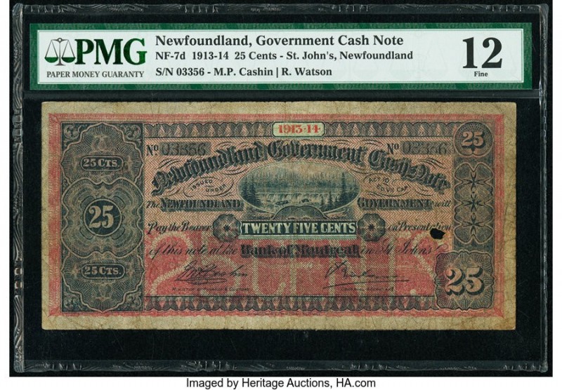 Canada Newfoundland Government Cash Note 25 Cents 1913-14 Pick Newfoundland A9 N...