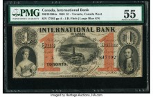 Canada Toronto, CW- International Bank of Canada $1 15.9.1858 Pick S1822h Ch.# 380-10-10-04a PMG About Uncirculated 55. Previously mounted.

HID098012...
