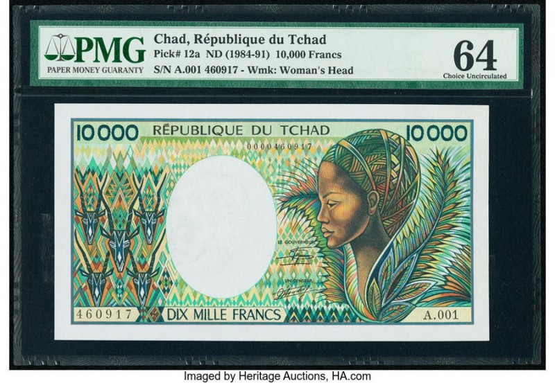 Chad Banque Des Etats De L'Afrique Centrale 10,000 Francs ND (1984-91) Pick 12a ...