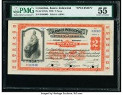 Colombia Banco Industrial 2 Pesos 1905 Pick S552s Specimen PMG About Uncirculated 55. Punch hole cancelled with three punch holes. 

HID09801242017

©...