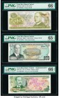 Costa Rica Banco Central de Costa Rica 50; 100; 5 Colones 12.6.1974 (2); 24.5.1971 Pick 239; 240; 241 Three Examples PMG Gem Uncirculated 66 EPQ (2); ...