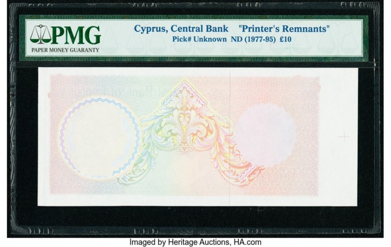 Cyprus Central Bank of Cyprus 10 Pounds ND (1977-95) Pick UNL Printer's Remnants...