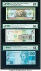 El Salvador Banco Central de Reserva de El Salvador 5 Colones 16.5.1990; 2.3.1998 Pick 138a; 147a Two Examples PMG Superb Gem Unc 67 EPQ; Gem Uncircul...