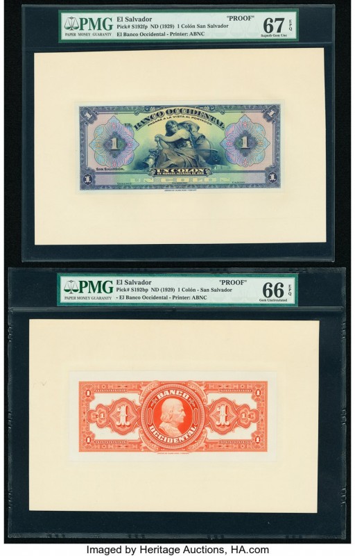 El Salvador Banco Occidental 1 Colon ND (1929) Pick S192fp; S192bp Front and Bac...